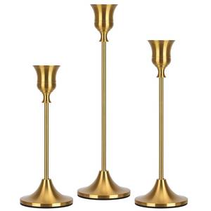 lot 2350 image: Candlestick Holders Taper Candle Holders, Candle Stick Holders Set of 3, Brass Gold Candlestick Holder, Candle Holder for Wedding Party Dining