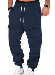 lot 2352 image: TAFLE Mens Fleece Lined Sweatpants Warm Winter Athletic Jogger Pants with 5 Pockets Drawstring Outdoor Trousers Indigo Blue XL
