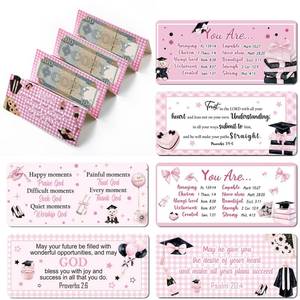 lot 2366 image: Bulyoou 6 Pcs Graduation Money Cash Holder Religious Inspiring Gift Clip for Cash Cards Checks Class of 2026 Graduation Gifts for Girls Her Leave College High School with 6 Slots, 6.88x2.95