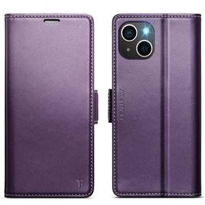 lot 2392 image: Tenifly for iPhone 15 Case Wallet with RFID Blocking Card Holder, PU Leather Kickstand Protective Flip Phone Cover Fit for iPhone 15 6.1, Purple