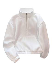 lot 2397 image: Verdusa Girls Half Zip Pullover Sweatshirt Basic Streetwear Collared Preppy Tops with Pocket White 14 Years