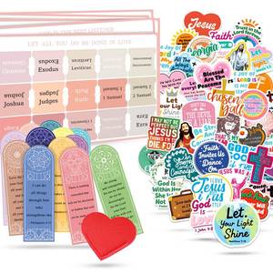 lot 2398 image: Christian Jesus Religious Scripture Stickers 211 Set, Bible Verse Stickers Waterproof for Faith Journaling Planner Laptop Vision Board Scrapbook Gifts (105 Sticker  75 Bible Tabs  31 Bookmarks)