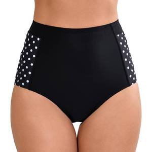 lot 2416 image: Halcurt Womens High Waisted Bikini Bottom with Pockets Full Coverage Swimsuit Bottoms Black Polka Dot 2XL