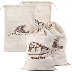 lot 2429 image: Augshy Linen Bread Bags for Homemade Bread Container, 4 Pcs 17.5 X11.5 Inches Unbleached & Reusable Bread Storage, Natural Large Storage for Artisan Bread
