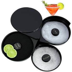 lot 4044 image: Haoboot 1 Pack 3-Tier Margarita Salt Rimmer Set Professional Bar Glass Rimmer for Margarita & Cocktail Bartender Tool Includes Separate Salt Sugar & Lime Juice Trays Compact Easy to Clean