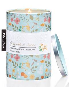 lot 4048 image: M&SENSE Spring Candle 11.3 oz,Honeysuckle Jasmine Scented Candle, Non-Toxin Soy Wax for Home Scented, Floral Candles for Women, Up to 70 Hours Burning Long-Lasting Fragrance