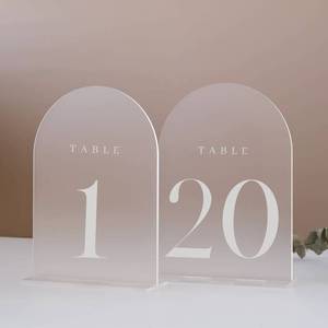 lot 4050 image: JINMURY Frosted Arch Table Numbers 1-20 for Wedding, 20 Pack 5x7 Acrylic Signs With Holder, Perfect for Centerpiece Decoration