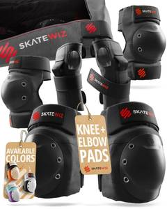 lot 4051 image: SKATEWIZ Adult Knee Pads, Skate & Skateboarding Wrist Guards for Skating Adult with Elbow Pads - Skateboard Protective Gear - Shield - Size M Black - Roller Skates, Inline Skates