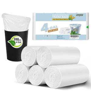 lot 4054 image: Small Trash Bags Bathroom Garbage Bags 4 Gallon, Inwaysin 15-20 Liter White Mini Trash Bags, Office Waste Basket Liners Compostable Plant Based Bin Bags, 200 Count