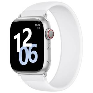 lot 4055 image: Zedoli Sport Solo Loop Band Compatible with Apple Watch Band 44mm 45mm 46mm 49mm 42mm Men, Stretchy Soft Silicone Elastic Waterproof Strap for iWatch Series 11 10 9 8 7 6 5 4 3 2 1 SE Ultra, White