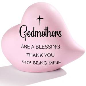 lot 4068 image: Threehoney Unique Godmother Gifts from Godchild, Gifts for Godmother 3.5x4.7 Ceramic Heart Decor Godmothers Thank You for Being Mine, Christmas Birthday Mothers Day Gift