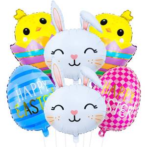 lot 4074 image: Easter Bunny Balloons Set Cute Rabbit, Chick & Happy Easter Egg Foil Balloons Spring Holiday Bunny Balloon for Kids Baby Shower Decor