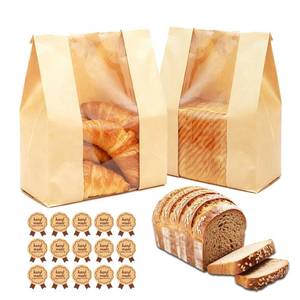 lot 4112 image: 25Pcs Big Paper bread Bag for Homemade Bread, Kraft Toast Bag with Window for Sourdough Bread Packaging Storage, Toast Gift Bag with Label Sealing Sticker 13.7x8.3x3.5 Inch (25)
