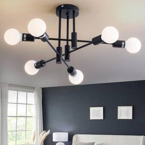lot 5173 image: XINGSIYUELYX 20.5 Inch Black Sputnik Ceiling Light Fixture 6-Light Black Sputnik Chandeliers, Mid Century Chandelier Modern Chandelier for Dining Room, Living Room, Bedroom, E26 Base