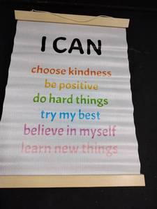 lot 6061 image: Hidaily Motivational Wall Art Set of 3 Fabric Scrolls