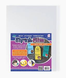 lot 6065 image: Grafix Ink-Jet Printable White Opaque Shrink Film - 8.5x11 Print, Cut and Shrink It to create jewelry, embellishments, tags,ornaments. Shrink plastic is for kids of all ages,Pack of 50 sheets