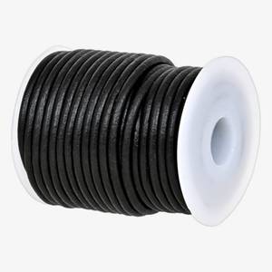 lot 6090 image: GENIQUE RealGenuine Round Leather String Cord for Necklace, Bracelets, Jewellery, Braiding (3mm, Black Distressed)