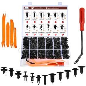 lot 6093 image: 240PCS Car Bumper Retainer Clips Kit - Auto Plastic Rivets & Push Fasteners Set, Most Popular Sizes for Door Trim, Panel, Fender - Compatible with GM, Ford, Toyota, Honda, Chrysler