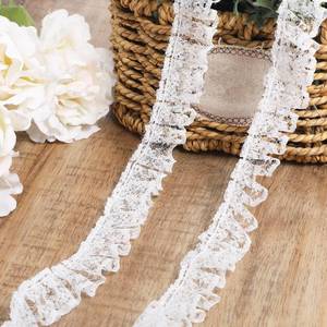 lot 6098 image: 11 Yards White Lace Ruffle Trim, Ruffle Lace Pleated Trim, Embroidered Sewing Laces Trims, Pleated Satin Laces Edge Trims, Fabric Ribbon for Sewing Craft, Wedding, DIY Decoration