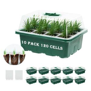 lot 6497 image: Garplaolao 10 Pack 120 Cells Seed Starter Trays with Ventilation Holes - Reusable Seedling Starter Kit for Vegetables, Herbs, Flowers - Indoor Gardening, Plant Germination & Seed Starting (Green)
