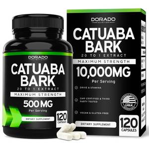 lot 10085 image: Catuaba Bark Extract 10,000mg Per Serving (120 Capsules) (Erythroxylum Catuaba) 3rd Party Tested - Drive & Stamina - Made in The USA - Gluten Free & Non-GMO - Vegan - For Men & Women - (120 Capsules)
