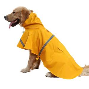 lot 10088 image: NACOCO Large Dog Raincoat Adjustable Pet Water Proof Clothes Lightweight Rain Jacket Poncho Hoodies with Strip Reflective (XXXL, Yellow)