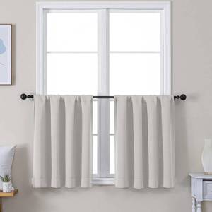 lot 10096 image: Simplebrand Ava Natural Short 24 Inches Blackout Curtain 2 Panels Set, Half Window Rod Pocket Privacy Curtain Tiers for Kitchen, Curtains Blackout for Bathroom Shades, W30 x L24 Inch, Natural