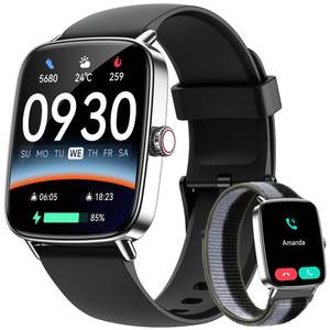 lot 10102 image: Smart Watch for Women Men, 1.85 HD AMOLED Fitness Tracker (AnswerCall) with 247 Heart RateSleepSpO2 Monitor for iPhone & Android, 120 Sports Modes Smartwatch with IP68 Waterproof, 2 Bands