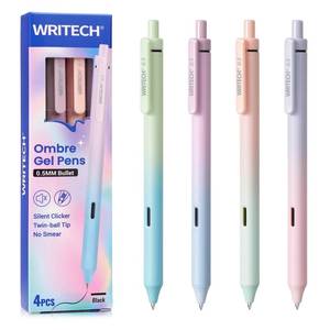 lot 10104 image: WRITECH Gel Pens Fine Point 0.5mm Black Ink Retractable 4ct Smooth Writing No Bleed with Aesthetic Gradient Color Pen Barrel for Journaling Note Taking Sketching