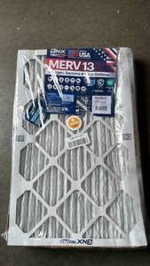 lot 11145 image: BNX TruFilter MERV 13 16x25x1 Air Filter Allergen Bacteria Virus Defense (Set Of 3)