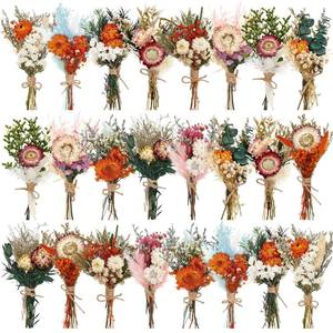 lot 11189 image: Layhit 24 Pcs Boho Dried Flower Bouquet Mini Wedding Handmade Dry Flowers Decor for Vase Crafts DIY Photo Boutonniere for Men Floral Plant for Bridesmaid Gift Birthday Decor (Gerbera Daisy)