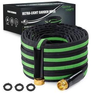 lot 11195 image: HODUP 100FT Lightweight Super Flexible Garden Hose - Kink-Free, Non-Expanding, Easy Storage for Yard Lawn Outdoor Use (Black-Green)