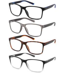 lot 12177 image: Blue Light Blocking Reading Glasses for Men 4-Pack Stylish Computer Readers with Spring Hinges,Anti GlareEye Strain Filter UV Ray Lightweight Reader Eyeglasses,1.25 Magnification Strength