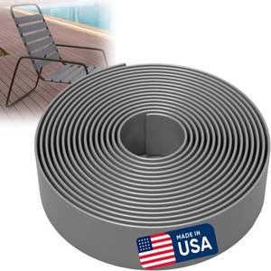 lot 12180 image: 2 Inch Wide, 20ft Long Vinyl Strap - Replacement Straps for Patio Chairs - Vinyl Strapping for Patio Furniture Repair - Durable Seat Repair Kit for Lawn Chairs, Outdoor Furniture (Gray)