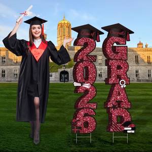 lot 12182 image: Vivantia 38 Inch Extra Large 2026 Graduation Yard Sign Maroon Graduation Decorations Class of 2026 Waterproof Congrats Grad Garden Lawn Decor with Stakes for College School Grad Ceremony Party