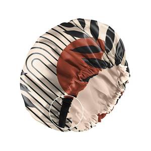 lot 12212 image: Zewurtuw Satin Hair Bonnet Silk Bonnet for Sleeping Reusable Double Layer Elastic Adjustable Hair Caps Cute Aesthetic Women Girls-Sun Leaf