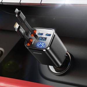 lot 12220 image: 5 in 1 99W Retractable Car Charger Adapter, PD45W Car Charger USB C Fast Charging, Car Accessories,Tech Gadgets 2026 Birthday Gifts for Women Men for iPhone17 16 15 14 Pro Max, Samsung