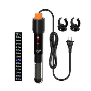 lot 12246 image: PULACO 50Watt Aquarium Heater for 6-15 Gallon Fish Tank, Adjustable Submersible Heater Thermostat with Thermometer Strip and Suction Cup