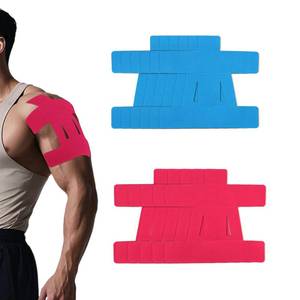 lot 12253 image: 12pcs Kinesiology Tapes for Shoulder, Precut Elastic Kinetic Tapes Waterproof Breathable Shoulder Support Sports Strapping Strips for Muscle Support & Athletic Stability (Blue, Pink)