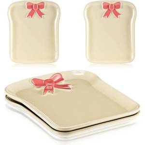 lot 13511 image: LemonRoad 4 Pack Bow Plate Jewelry Trays Pink Jewelry Organizer for Storage, Rings, Bracelets, Earrings, Cosmetics