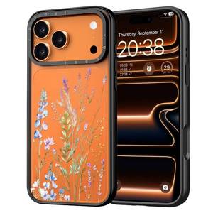lot 14202 image: YOYORI for iPhone 17 Pro Max Case - 6.6 ft Military-Grade Drop Protection Anti-Peel Technology Clear Black TPU Bumper Case with Cute Design(Foxtail Grass)