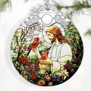 lot 14209 image: Jesus with Cardinals Ornament �� Christmas Ornament & Religious Christmas Decor Jesus Christ Decoration (Holiday Present, Bauble Present, Memorial Gifts, Gift Idea, Gift Exchange)  Heirloom Keepsake 3-Pack Variety