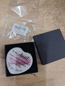 lot 14216 image: Aunt Compact Mirror Heart Shaped with Gift Box