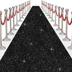 lot 14240 image: Glitter Carpet Runner for Party 2.6 X 30 ft Glitter Non-Woven Fabric, Carpet Rug for Event, Aisle Runway Runner for Wedding Ceremony, Movie Theme Party Decorations (Glitter Black, 2.6FTx30FT)