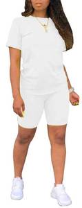 lot 14246 image: TOPONSKY Hip Hop Shirts Women 2 piece Shorts Set Summer Sports 2pc Short Sets White,XL