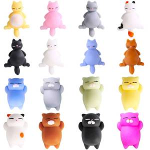 lot 14247 image: 16pcs Mochi Squishy Toys Set, Mini Kawaii Animals Squishies Pack Fidget Toys for Kids - Cat Party Favors, Fidget Toys Packs, Birthday Gifts for Boys & Girls
