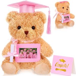 lot 14250 image: Soulchen 7 Inches Graduation Teddy Bear 2026 Bachelors Gown Plush Bear with Picture Frame Congrats Card Graduate Stuffed Animal Gifts Set for College Grad Preschool Kindergarten(Pink)