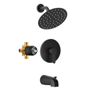 lot 17500 image: HoliSpa Tub Shower Faucet, Matte Black Shower Faucet Set with 8-Inch All-Metal Rainfall Showerhead and Bathtub Spout, Single-Handle Tub Shower-Trim Kit Included Valve, Matte Black