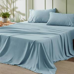 lot 19804 image: Bedsure Queen Sheet Set - 4 Pieces Soft Queen Size Sheets - Breathable & Cooling - Hotel Luxury - Easy Care Polyester Microfiber Bedding for Kids, Women, Men, Light Blue