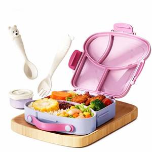 lot 19835 image: Snow�Stone 4 Compartment Lunch Box for Kids - Cute Bread Shapes Kids Lunch Box, BPA-Free PP Material, Unbreakable & Leak Proof, Easy to Clean, Ideal for School, Boys Girls (Taro Purple)